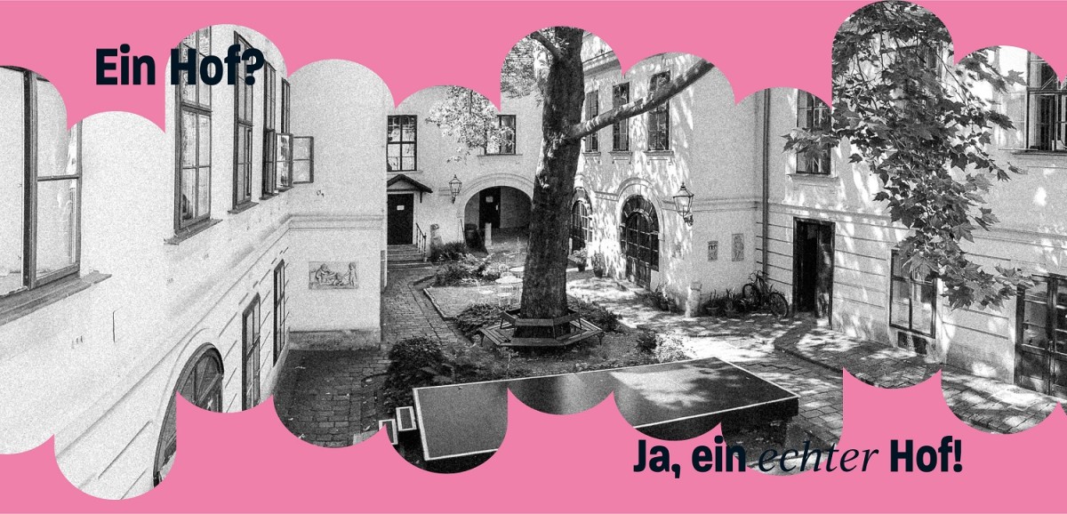 : Ein echter Hof im Volkskundemuseum Wien - Pilotprojekt Hof der Kulturen. Foto: hoferundhofer.at, Grafik: Helena Guschlbauer