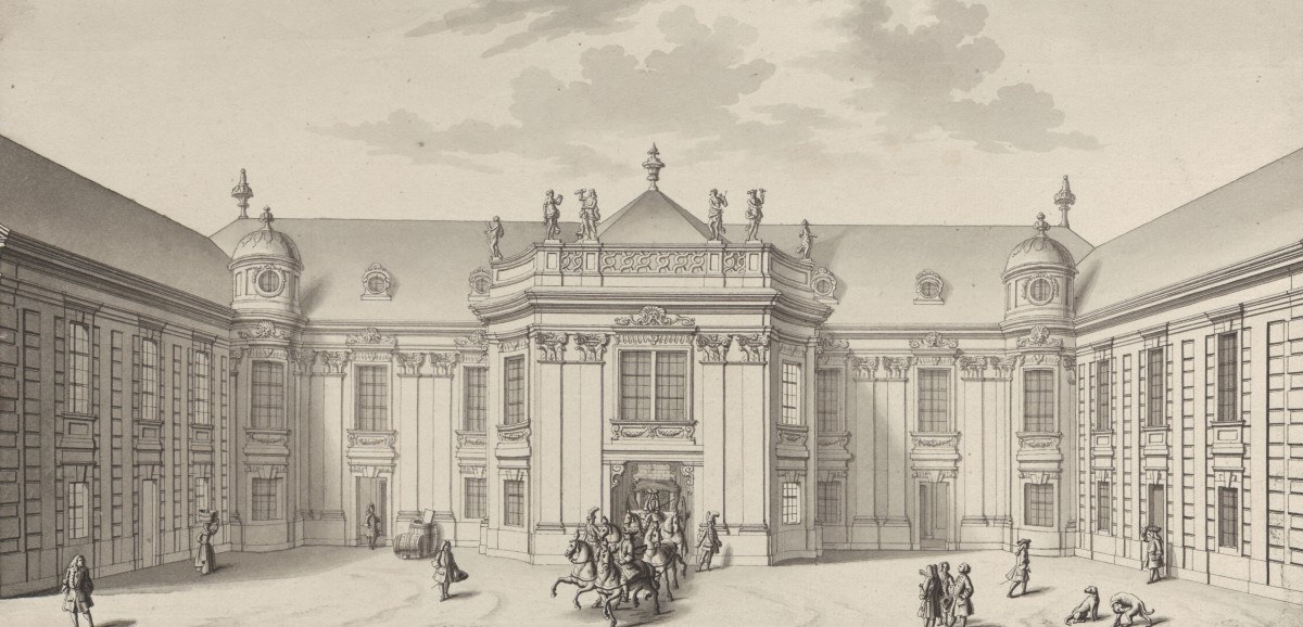 : Gartenfassade des Gartenpalais Schönborn. Aus: Salomon Kleiner, Wien von 1724 bis 1740. ÖNB/WIen, Cod.min.9/2, fol.101