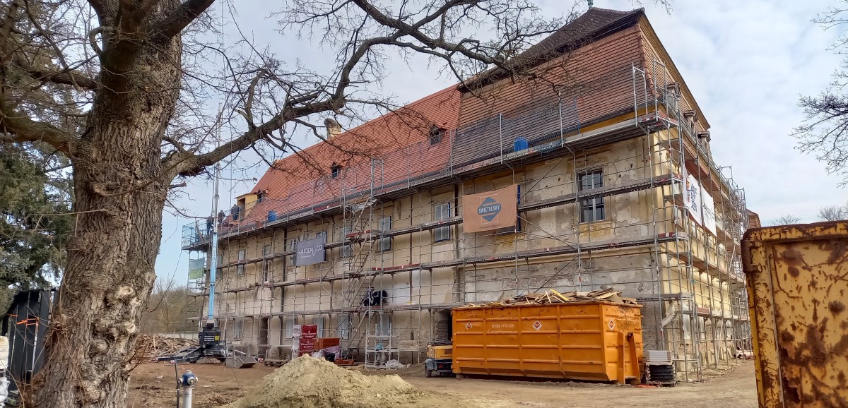 : Die Bauarbeiten am Schloss Marchegg für die Niederösterreichische Landesausstellung 2022 laufen im Frühjahr 2021 auf Hochtouren © Felix Reinicke