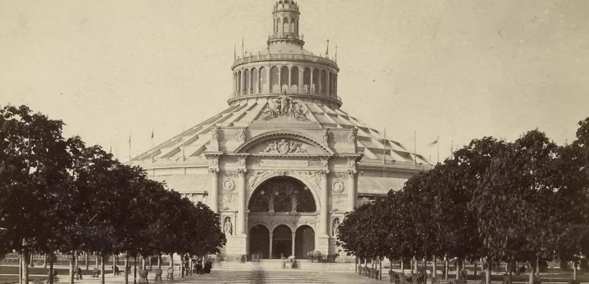 : Weltausstellung 1873: Die Rotunde mit dem Südportal. – © Wien Museum